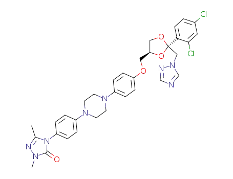 Molecular Structure of 89848-44-2 (4-[4-(4-{4-[(2R,4S)-2-(2,4-Dichloro-phenyl)-2-[1,2,4]triazol-1-ylmethyl-[1,3]dioxolan-4-ylmethoxy]-phenyl}-piperazin-1-yl)-phenyl]-2,5-dimethyl-2,4-dihydro-[1,2,4]triazol-3-one)