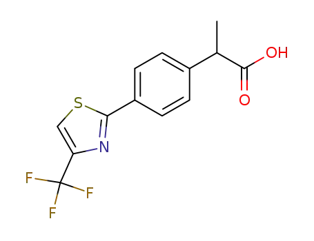 Molecular Structure of 132483-45-5 (α-Methyl-4-[4-(trifluoromethyl)-2-thiazolyl]benzeneacetic acid)