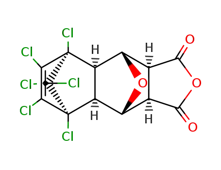 Molecular Structure of 22243-32-9 (endo,exo-1,8,9,10,11,11-hexachloro-3,6-epoxytricyclo<6.2.1.0<sup>2,7</sup>>undec-9-ene-4,5-dicarboxylic anhydride)