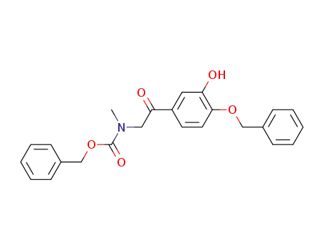 Molecular Structure of 106148-96-3 (Carbamic acid,
[2-[3-hydroxy-4-(phenylmethoxy)phenyl]-2-oxoethyl]methyl-, phenylmethyl
ester)