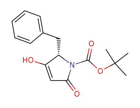 Molecular Structure of 112700-41-1 (1H-Pyrrole-1-carboxylic acid,
2,5-dihydro-3-hydroxy-5-oxo-2-(phenylmethyl)-, 1,1-dimethylethyl ester,
(2S)-)