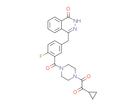 Molecular Structure of 1379676-53-5 (1-cyclopropyl-2-(4-(2-fluoro-5-((4-oxo-3,4-dihydrophthalazin-1-yl)methyl)benzoyl)piperazin-1-yl)ethane-1,2-dione)
