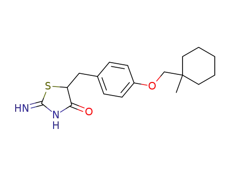 Molecular Structure of 85010-66-8 (2-aMino-5-[[4-[(1-Methylcyclohexyl)Methoxy]phenyl]Methyl]-4(5H)-thiazolone)