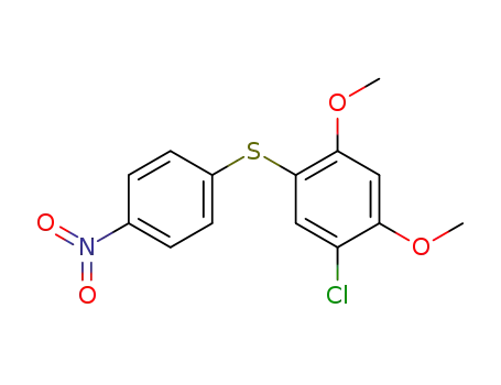 Molecular Structure of 77210-79-8 (Benzene, 1-chloro-2,4-dimethoxy-5-[(4-nitrophenyl)thio]-)