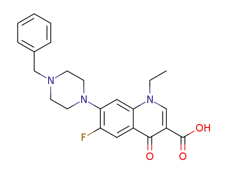 Molecular Structure of 70458-99-0 (1-ethyl-6-fluoro-7-(4-benzylpiperazin-1-yl)-4-oxo-1,4-dihydroquinoline-3-carboxylic acid)