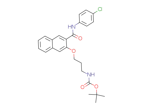 Molecular Structure of 1224567-51-4 (tert-butyl (3-((3-((4-Chlorophenyl)carbamoyl)naphthalen-2-yl)oxy)propyl)carbamate)