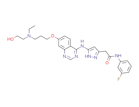 2-{5-[(7-{3-[ethyl(2-hydroxyethyl)amino]propoxy}quinazolin-4-yl)amino]-1H-pyrazol-3-yl}-N-(3-fluorophenyl)acetamide