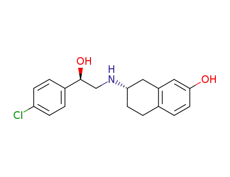 Molecular Structure of 603122-37-8 (2-Naphthalenol,
7-[[(2R)-2-(4-chlorophenyl)-2-hydroxyethyl]amino]-5,6,7,8-tetrahydro-,
(7S)-)