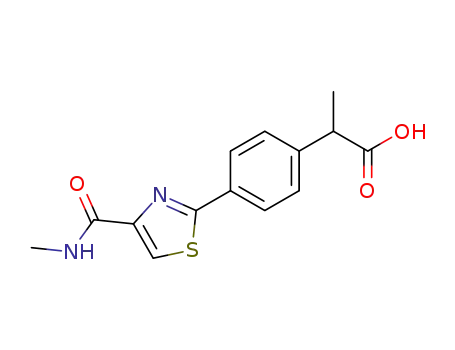 Molecular Structure of 132483-51-3 (α-Methyl-4-[4-(methylcarbamoyl)-2-thiazolyl]benzeneacetic acid)