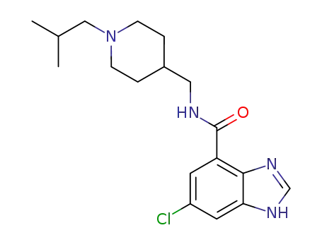 Molecular Structure of 258345-17-4 (1H-Benzimidazole-4-carboxamide,
6-chloro-N-[[1-(2-methylpropyl)-4-piperidinyl]methyl]-)