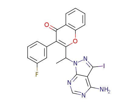 2-(1-(4-amino-3-iodo-1H-pyrazolo[3,4-d]pyrimidin-1-yl)ethyl)-3-(3-fluorophenyl)-4H-chromen-4-one