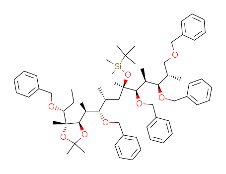 1,3,5,9,13-penta-O-benzyl-6-O-t-butyldimethylsilyl-2,4,7,8,10,14,15-heptadeoxy-11,12-O-isopropylidene-2,4,6,8,10,12-hexa-C-methyl-D-arabino-D-gluco-L-ido-pentadecitol