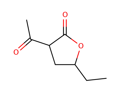 Molecular Structure of 153655-37-9 (2(3H)-Furanone, 3-acetyl-5-ethyldihydro-, cis- (9CI))