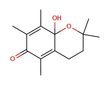 Molecular Structure of 24165-02-4 (8a-hydroxy-2,2,5,7,8-pentamethylchroman-6(8aH)-one)