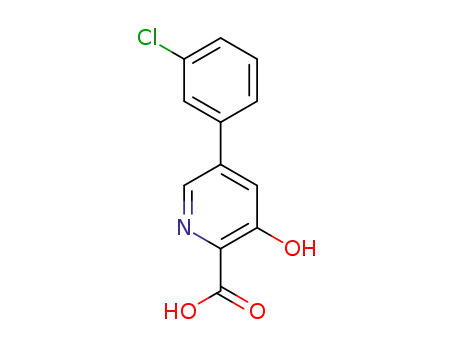 Molecular Structure of 1415226-40-2 (5-(3-chlorophenyl)-3-hydroxypyridine-2-carboxylic acid)