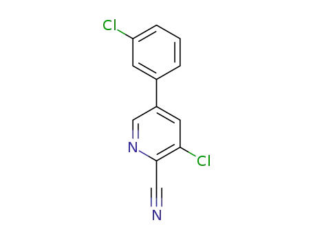 Molecular Structure of 1415226-38-8 (5-(3-chlorophenyl)-3-chloro-2-cyanopyridine)