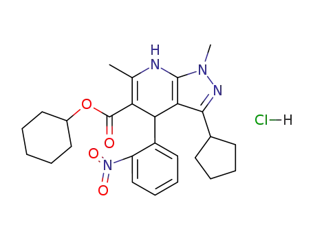 3-Cyclopentyl-1,6-dimethyl-4-(2-nitro-phenyl)-4,7-dihydro-1H-pyrazolo[3,4-b]pyridine-5-carboxylic acid cyclohexyl ester; hydrochloride