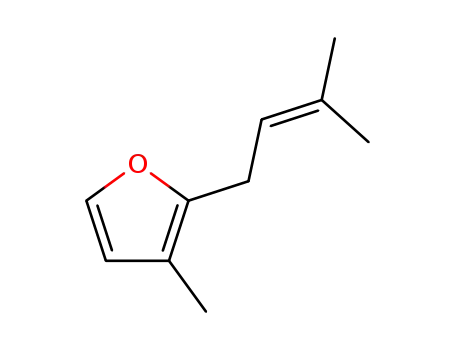 Molecular Structure of 15186-51-3 ((methylbutenyl)-methylfuran,2-(3-methyl-2-butenyl)-3-methylfuran)