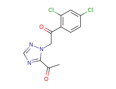 Molecular Structure of 129994-09-8 (Ethanone, 2-(5-acetyl-1H-1,2,4-triazol-1-yl)-1-(2,4-dichlorophenyl)-)