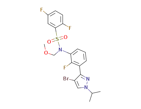 Molecular Structure of 1357587-50-8 (N-[3-(4-bromo-1-isopropyl-3H-pyrazol-3-yl)-2-fluorophenyl]-2,5-difluoro-N-methoxymethylbenzenesulfonamide)