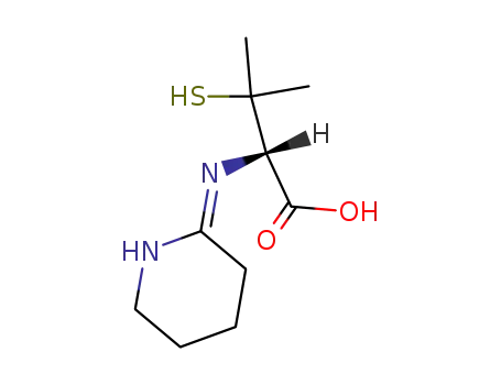 Molecular Structure of 122861-59-0 ((S)-3-Mercapto-3-methyl-2-[piperidin-(2E)-ylideneamino]-butyric acid)