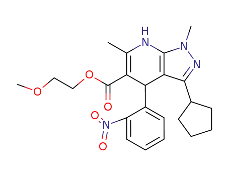 2-methoxyethyl 3-cyclopentyl-1,6-dimethyl-4-(2-nitrophenyl)-4,7-dihydropyrazolo[3,4-b]pyridine-5-carboxylate