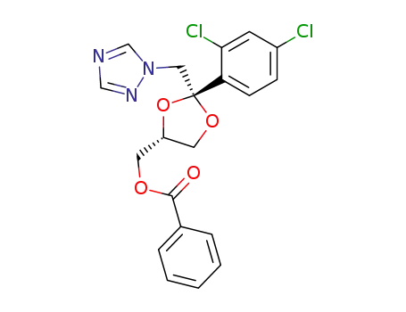 Molecular Structure of 67914-84-5 (cis-2-(2,4-dichlorophenyl)-2-(1H-1,2,4-triazol-1-ylmethyl)-1,3-dioxolan-4-ylmethyl benzoate)