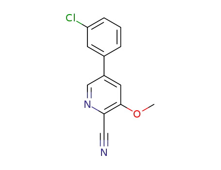 Molecular Structure of 1415226-39-9 (5-(3-Chlorophenyl)-3-Methoxypicolinonitrile)