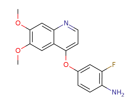 Molecular Structure of 228559-74-8 (Benzenamine, 4-[(6,7-dimethoxy-4-quinolinyl)oxy]-2-fluoro-)