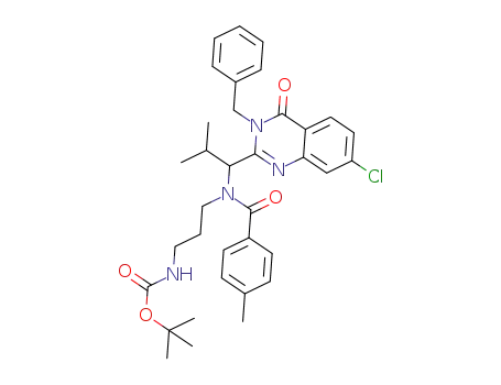 (±)-tert-butyl (3-(N-(1-(3-benzyl-7-chloro-4-oxo-3,4-dihydroquinazolin-2-yl)-2-methylpropyl)-4-methylbenzamido)propyl)carbamate