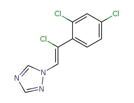 Molecular Structure of 117857-45-1 ((Z)-1-(2-Chloro-2-(2,4-dichlorophenyl)ethenyl)-(1H)-1,2,4-triazolehydrochloride)