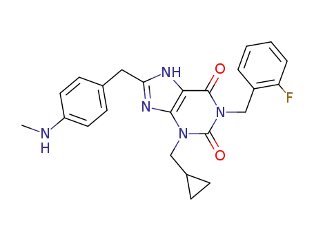 3-cyclopropylmethyl-8-[4-(methyl-amino)-benzyl]-1-(2-fluorobenzyl)-3,7-dihydro-purine-2,6-dione