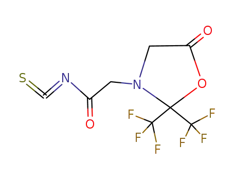 Molecular Structure of 148431-33-8 (<5-Oxo-2,2-bis(trifluormethyl)-1,3-oxazolidin-3-yl>-acetylisothiocyanat)
