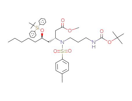 methyl (3R,5R)-3-{{{3-[(tert-butoxy)carbonyl]amino}propyl}tosyl}amino-5-{[(tert-butyl)diphenylsilyl]oxy}decanoate