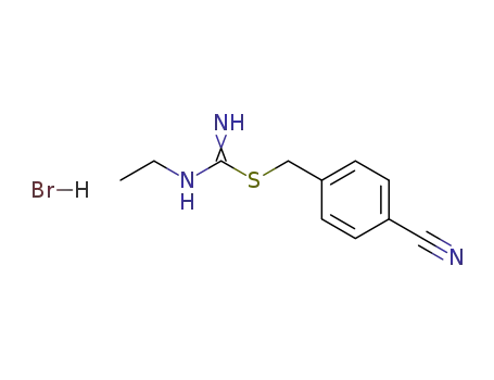 Molecular Structure of 143602-59-9 (Carbamimidothioic acid, ethyl-, (4-cyanophenyl)methyl ester,monohydrobromide)