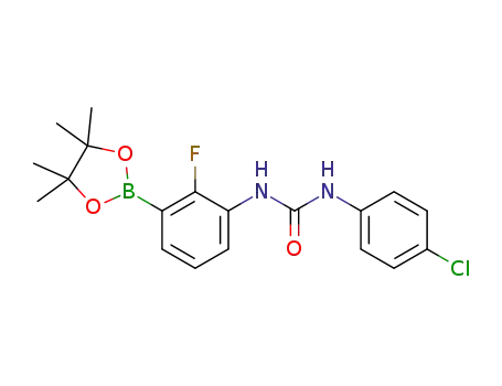 Molecular Structure of 1400220-48-5 (1-[2-fluoro-3-(4,4,5,5-tetramethyl-[1,3,2]dioxaborolan-2-yl)-phenyl]-3-(4-chlorophenyl)-urea)