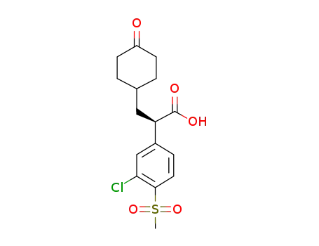 Molecular Structure of 625114-64-9 (2(R)-(3-chloro-4-methylsulfonylphenyl)-3-(4-oxocyclohexyl)propionic acid)