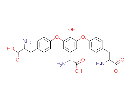 Molecular Structure of 70984-38-2 (2-Amino-3-{4-[3-[4-(2-amino-2-carboxy-ethyl)-phenoxy]-5-((R)-amino-carboxy-methyl)-2-hydroxy-phenoxy]-phenyl}-propionic acid)