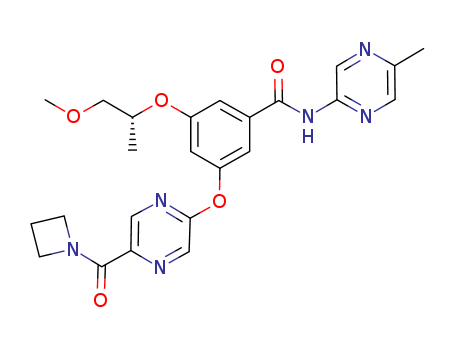 Benzamide,
3-[[5-(1-azetidinylcarbonyl)-2-pyrazinyl]oxy]-5-[(1S)-2-methoxy-1-methyl
ethoxy]-N-(5-methyl-2-pyrazinyl)-