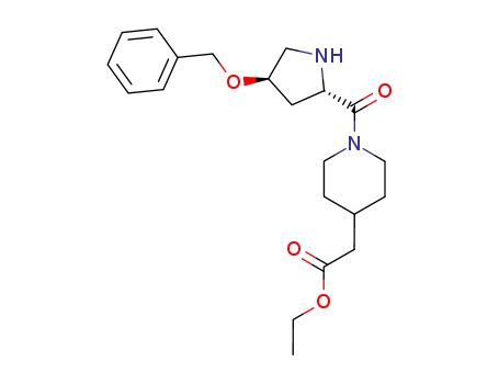 Molecular Structure of 903499-14-9 (ethyl [1-[(4R)-benzyloxy-(2S)-pyrrolidinylcarbonyl]-4-piperidinyl]acetate)