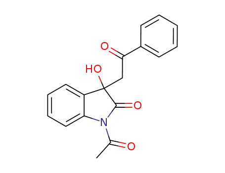 Molecular Structure of 141939-07-3 (2H-Indol-2-one, 1-acetyl-1,3-dihydro-3-hydroxy-3-(2-oxo-2-phenylethyl)-)