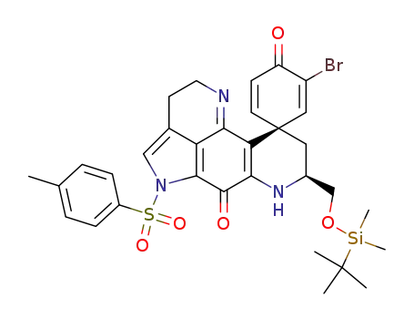 5-(toluene-4-sulfonyl)-3,5,7,8,9,10-hexahydro-2H-1,5,7-triazaacephenanthrylen-6-one-8-(tert-butyldimethylsilyloxymethyl)-10-spiro-4'-(2'-bromo)-cyclohexa-2',5'-dien-1'-one