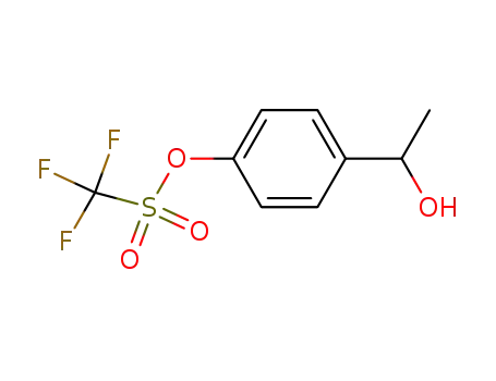 Molecular Structure of 838884-19-8 (Methanesulfonic acid, trifluoro-, 4-(1-hydroxyethyl)phenyl ester)