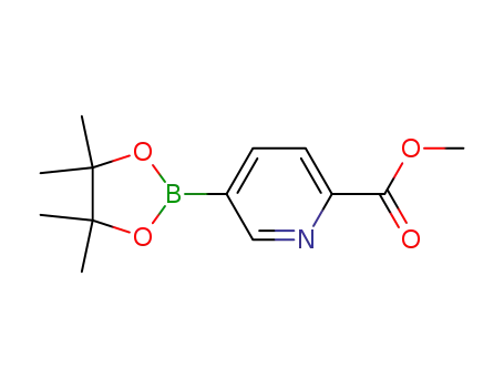 Molecular Structure of 957065-99-5 (Methyl 5-(4,4,5,5-tetramethyl-1,3,2-dioxaborolan-2-yl)picolinate)