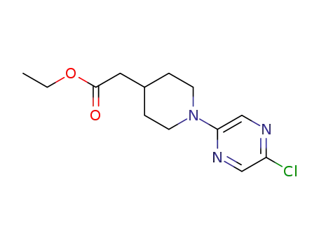 Molecular Structure of 1388144-55-5 (ethyl 2-(1-(5-chloropyrazin-2-yl)piperidin-4-yl)acetate)