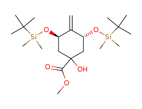 Cyclohexanecarboxylic acid,  3,5-bis[[(1,1-dimethylethyl)dimethylsilyl]oxy]-1-hydroxy-4-methylene-,  methyl ester, (3R,5R)-