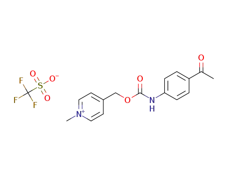 4-((4-ethanoylphenylcarbamoyloxy)methyl)-1-methylpyridinium trifluoromethanesulfonate