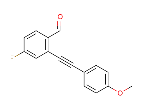 Molecular Structure of 1322091-24-6 (4-fluoro-2-((4-Methoxyphenyl)ethynyl)benzaldehyde)