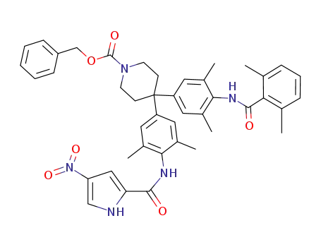 4-[4-(2,6-dimethyl-benzoylamino)-3,5-dimethyl-phenyl]-4-{3,5-dimethyl-4-[(4-nitro-1H-pyrrole-2-carbonyl)-amino]-phenyl}-piperidine-1-carboxylic acid benzyl ester