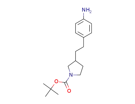 Molecular Structure of 1312565-72-2 ((RS)-3-[2-(4-amino-phenyl)-ethyl]-pyrrolidine-1-carboxylic acid tert-butyl ester)
